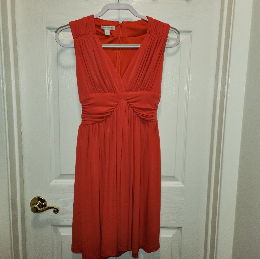 Boston Proper Orange Sheath Midi Dress Halter Cap Sleeve